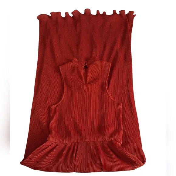 NWOT Sunday In Brooklyn XXS Ridged Orange Sleeveless Dress - Picture 5 of 17